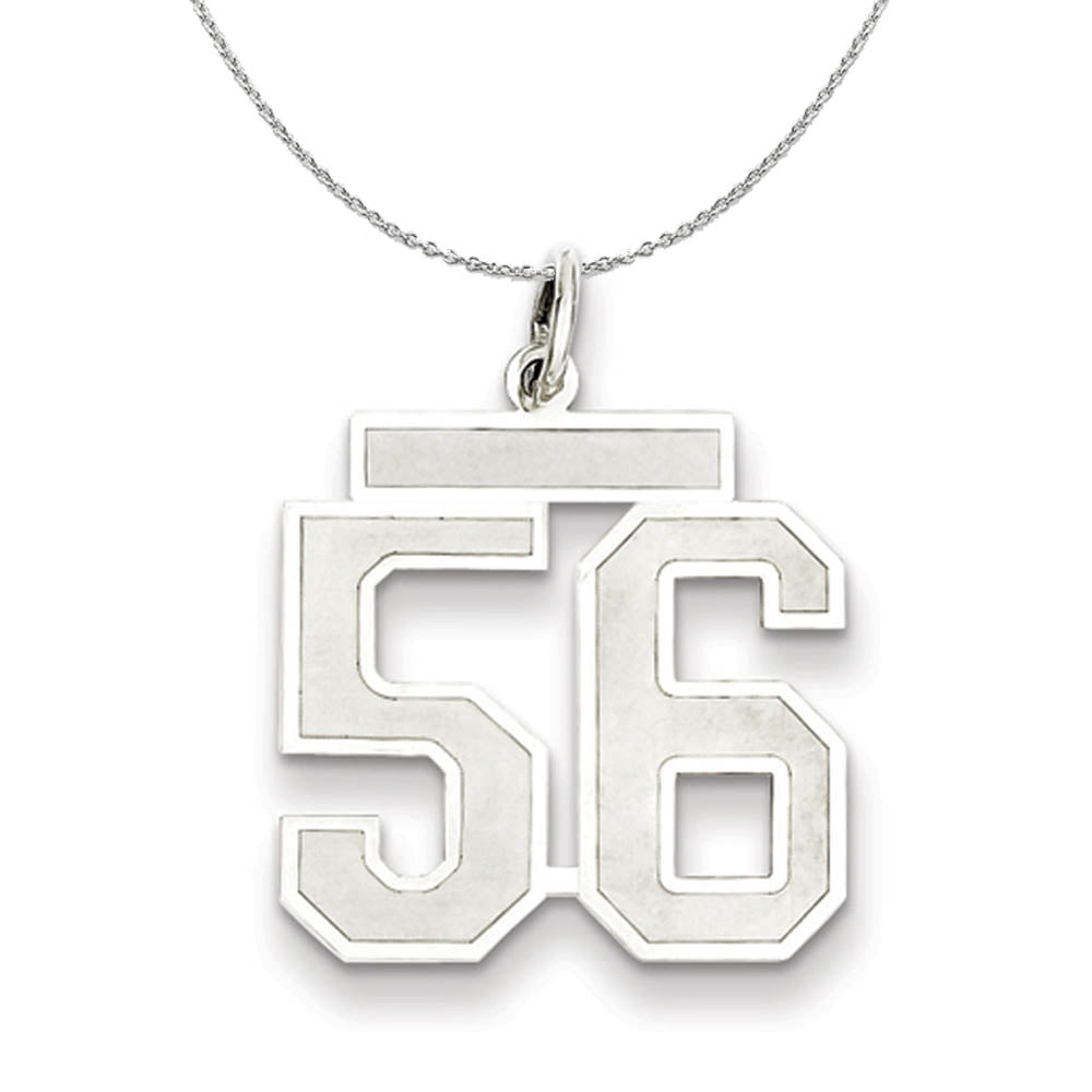 Sterling Silver, Jersey Collection, Medium Number 56 Necklace, Item N15527 by The Black Bow Jewelry Co.