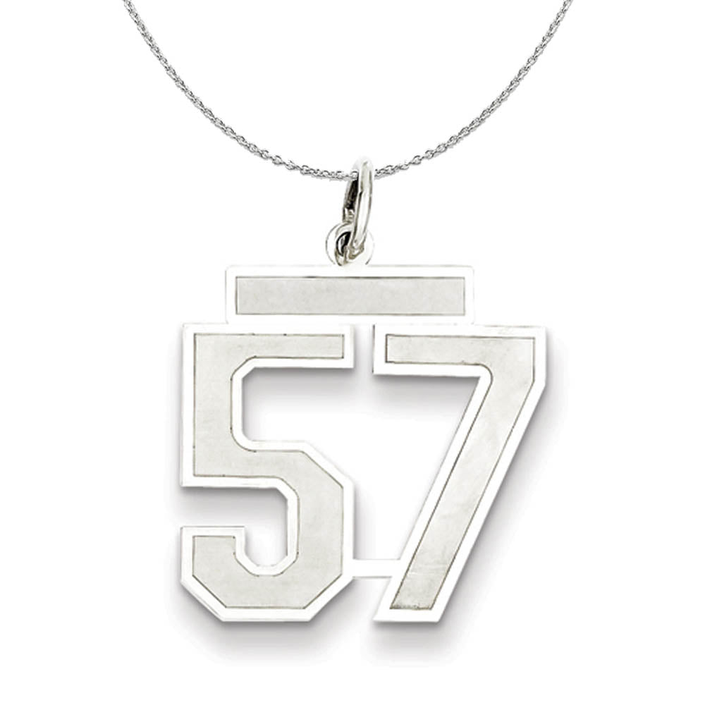 Sterling Silver, Jersey Collection, Medium Number 57 Necklace, Item N15528 by The Black Bow Jewelry Co.