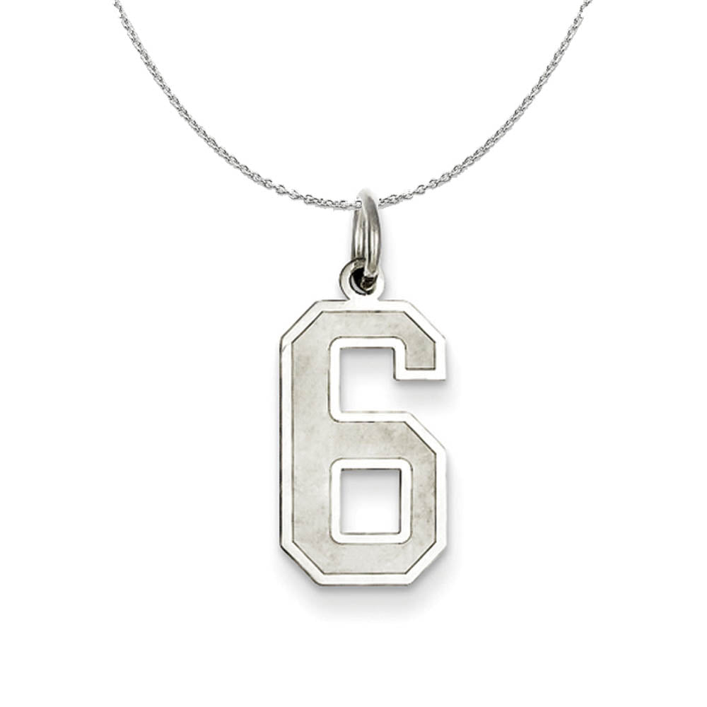 Sterling Silver, Jersey Collection, Medium Number 6 Necklace, Item N15531 by The Black Bow Jewelry Co.