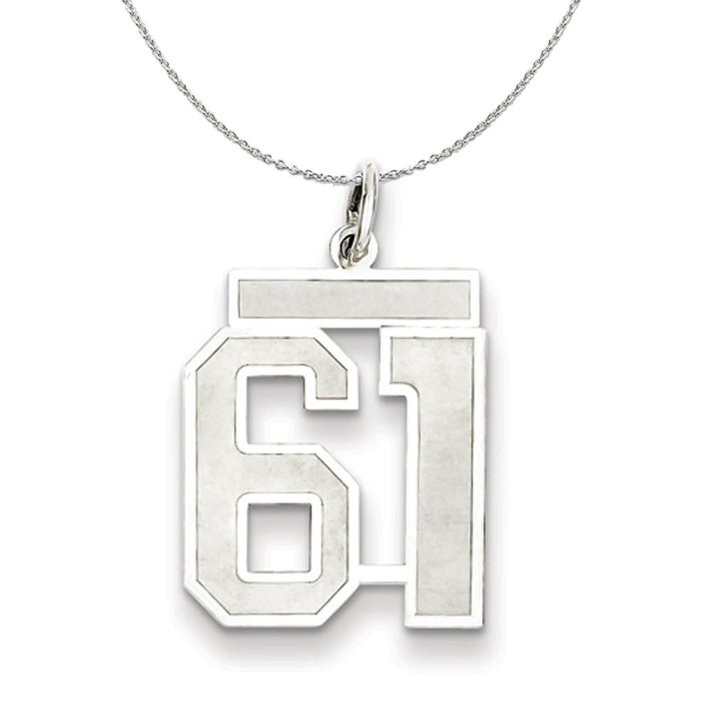 Sterling Silver, Jersey Collection, Medium Number 61 Necklace, Item N15533 by The Black Bow Jewelry Co.