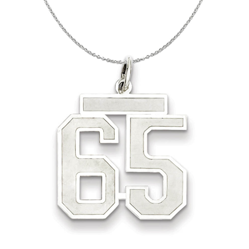 Sterling Silver, Jersey Collection, Medium Number 65 Necklace, Item N15537 by The Black Bow Jewelry Co.