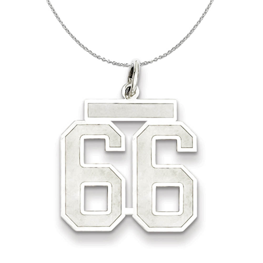 Sterling Silver, Jersey Collection, Medium Number 66 Necklace, Item N15538 by The Black Bow Jewelry Co.