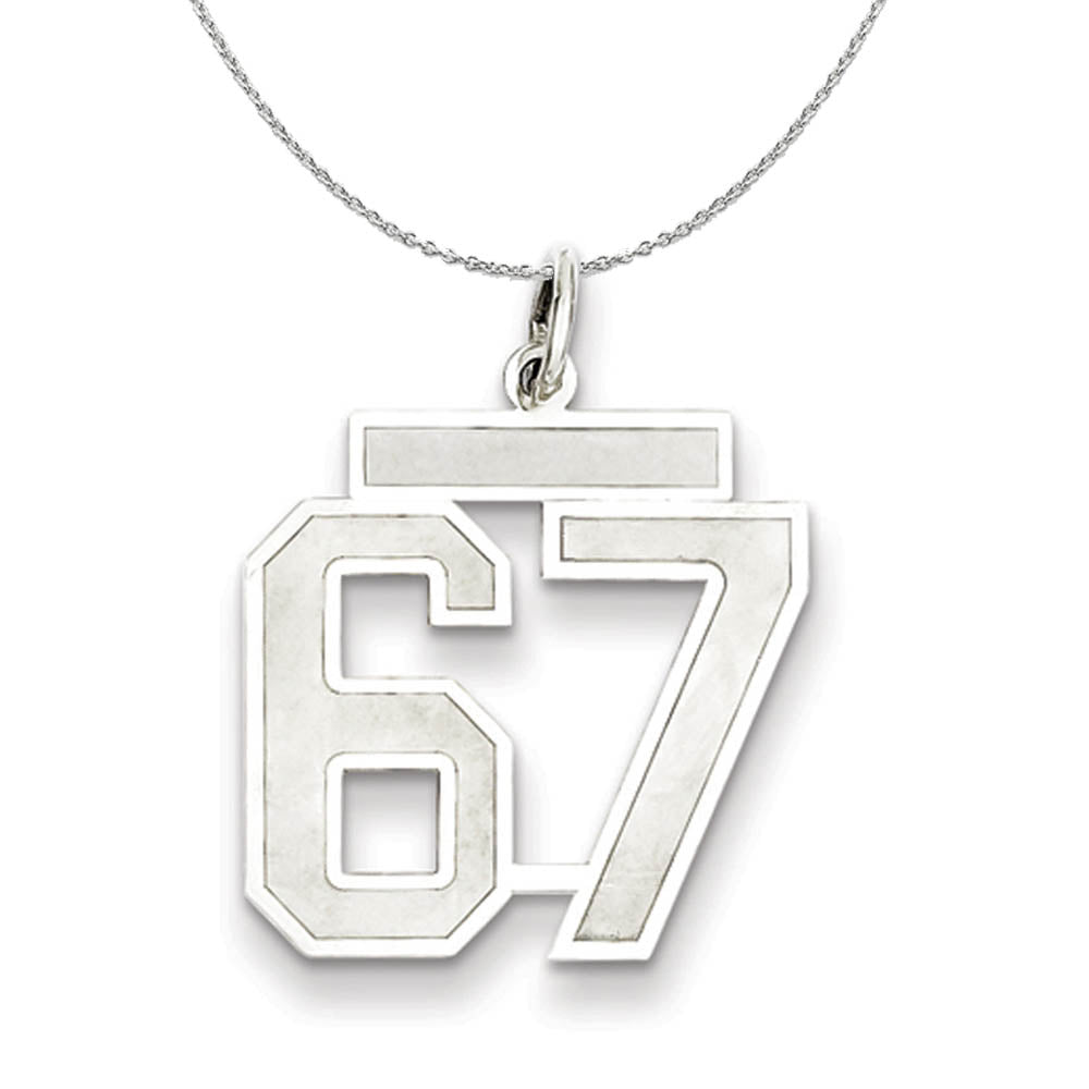 Sterling Silver, Jersey Collection, Medium Number 67 Necklace, Item N15539 by The Black Bow Jewelry Co.