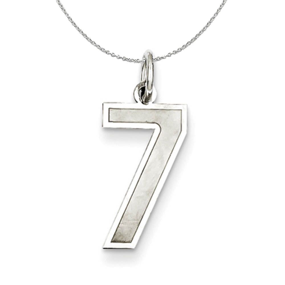Sterling Silver, Jersey Collection, Medium Number 7 Necklace, Item N15542 by The Black Bow Jewelry Co.