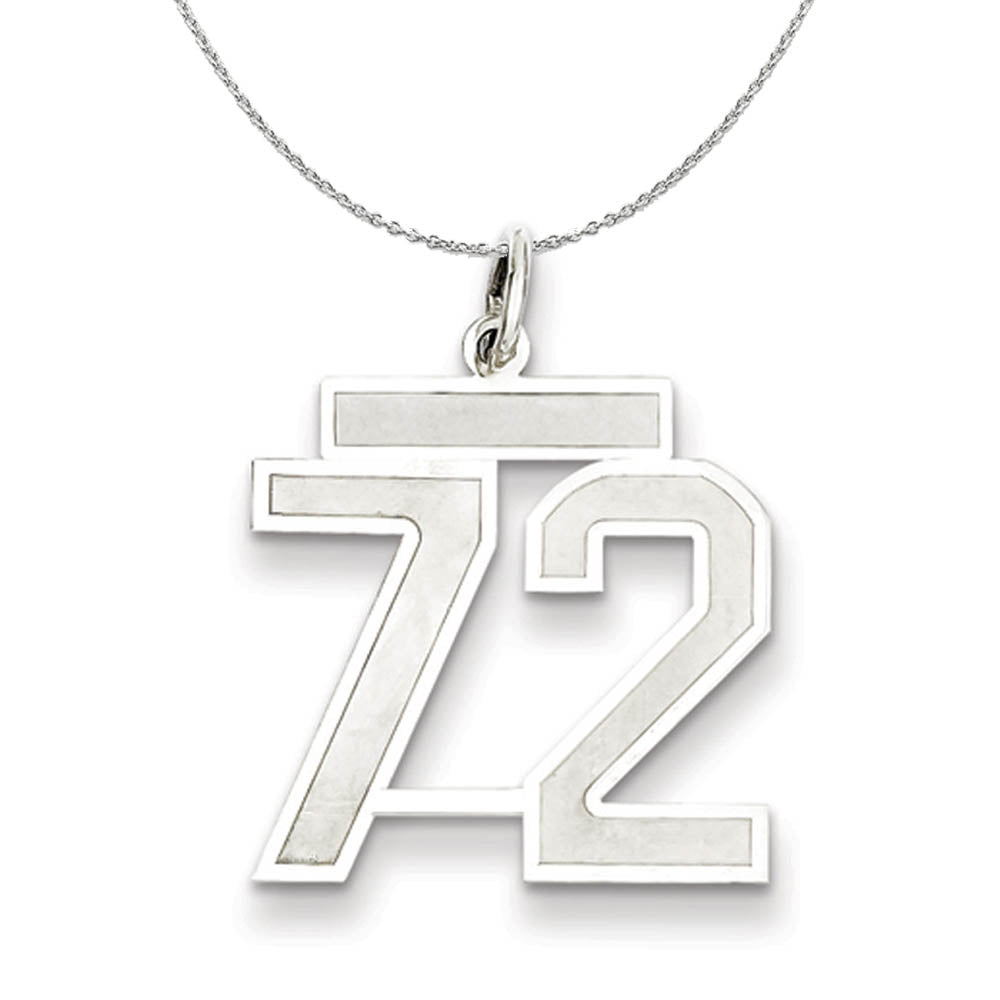 Sterling Silver, Jersey Collection, Medium Number 72 Necklace, Item N15545 by The Black Bow Jewelry Co.