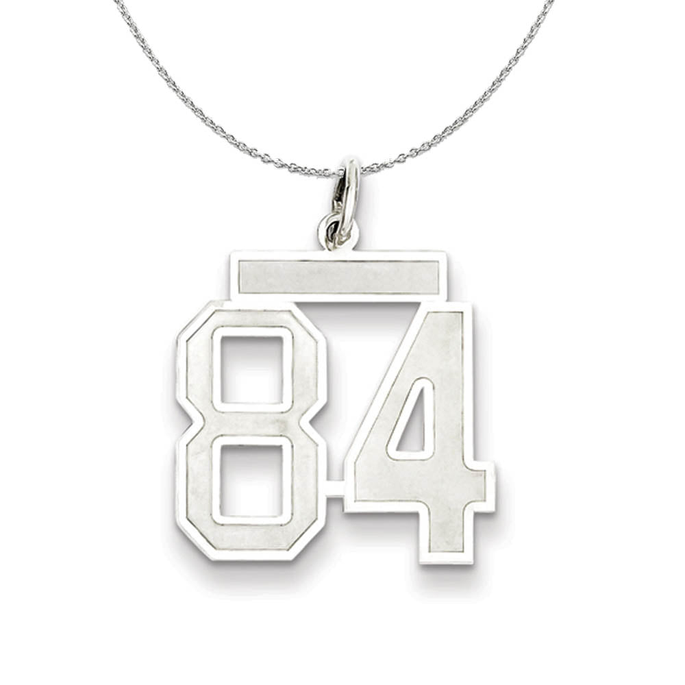 Sterling Silver, Jersey Collection, Medium Number 84 Necklace, Item N15558 by The Black Bow Jewelry Co.