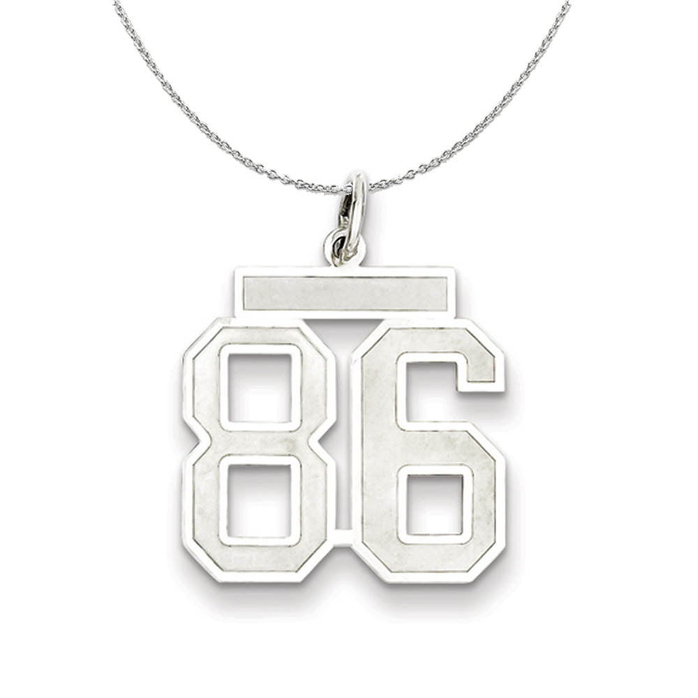 Sterling Silver, Jersey Collection, Medium Number 86 Necklace, Item N15560 by The Black Bow Jewelry Co.