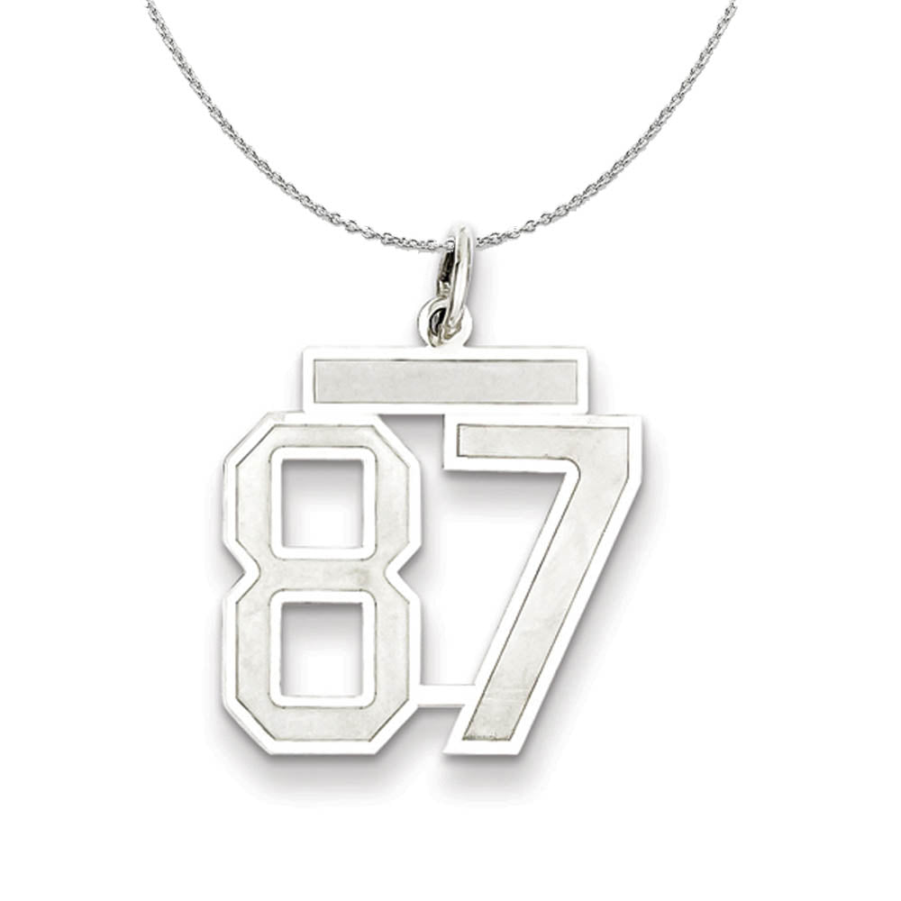 Sterling Silver, Jersey Collection, Medium Number 87 Necklace, Item N15561 by The Black Bow Jewelry Co.