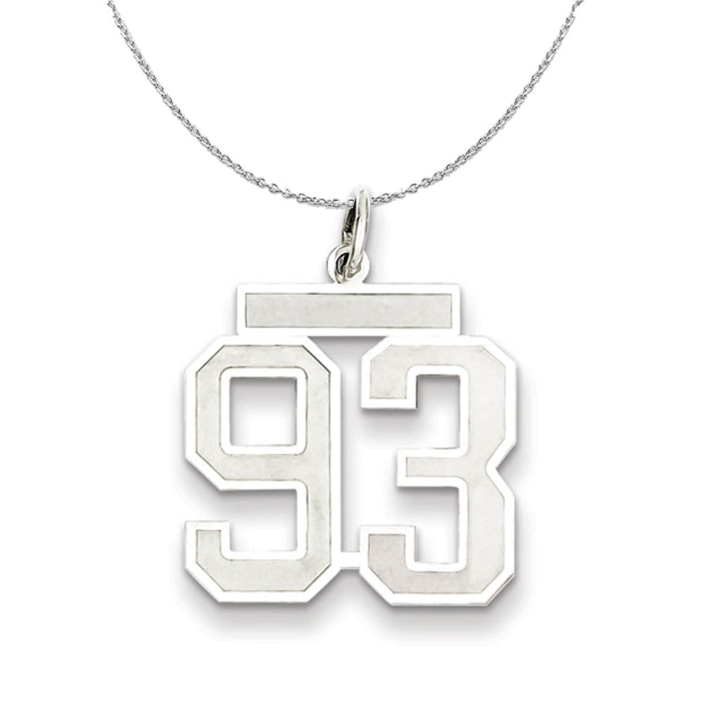 Sterling Silver, Jersey Collection, Medium Number 93 Necklace, Item N15568 by The Black Bow Jewelry Co.