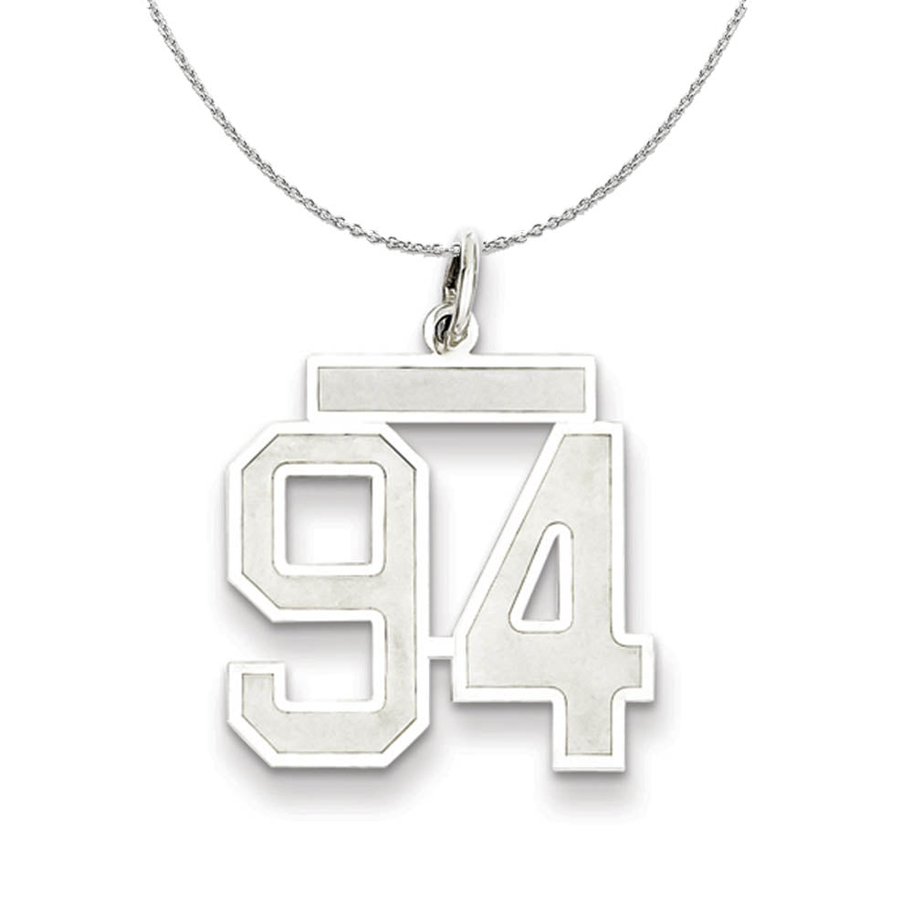 Sterling Silver, Jersey Collection, Medium Number 94 Necklace, Item N15569 by The Black Bow Jewelry Co.