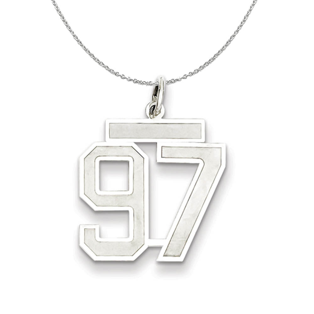 Sterling Silver, Jersey Collection, Medium Number 97 Necklace, Item N15572 by The Black Bow Jewelry Co.