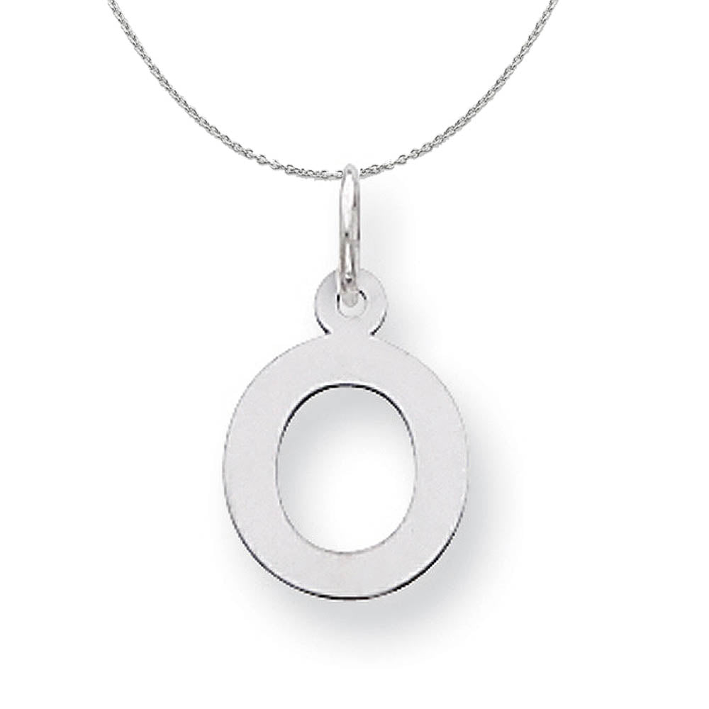 Silver, Amanda Collection Small Block Style Initial O Necklace, Item N15594 by The Black Bow Jewelry Co.
