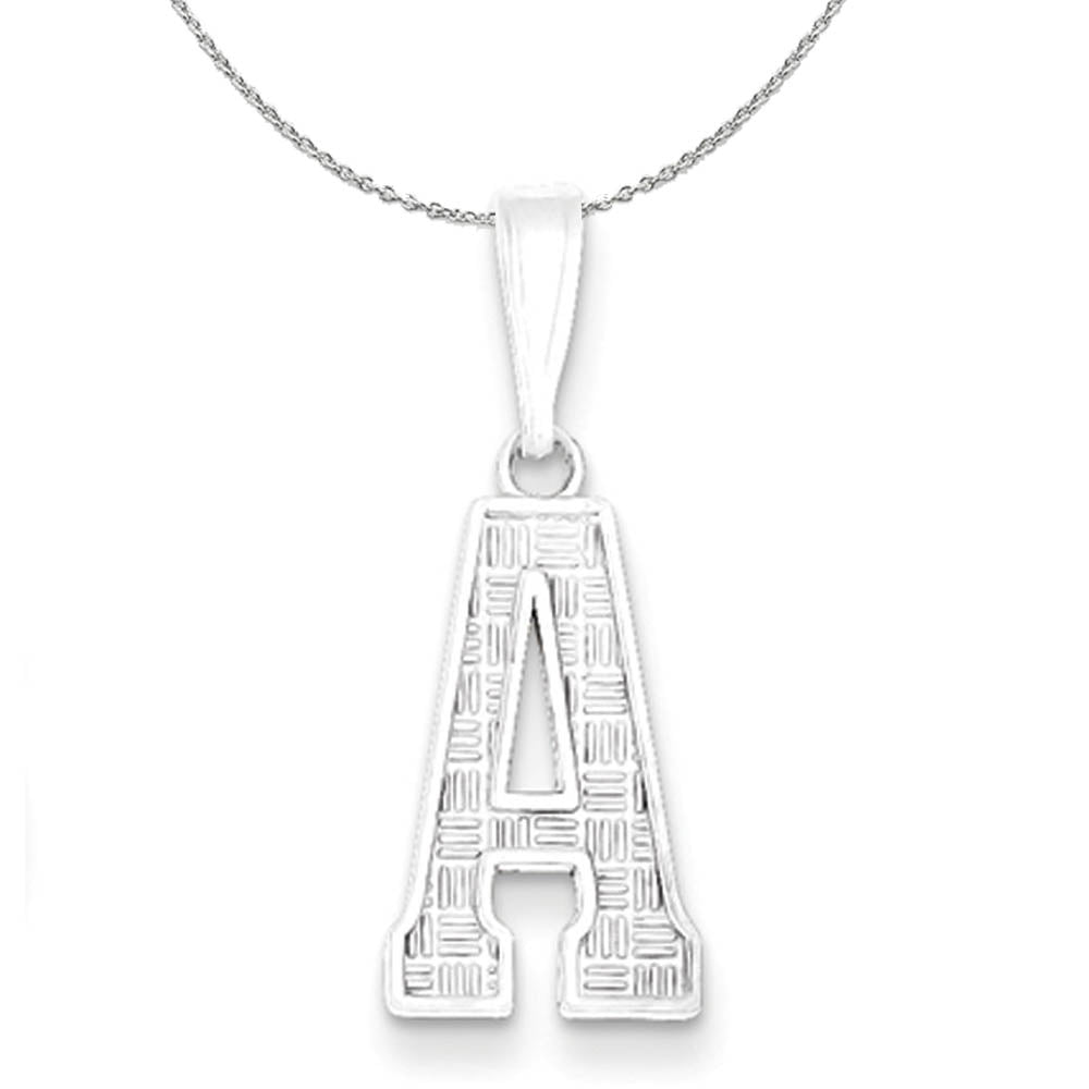 Sterling Silver, Sami Collection, Textured Block Initial A Necklace, Item N15651 by The Black Bow Jewelry Co.