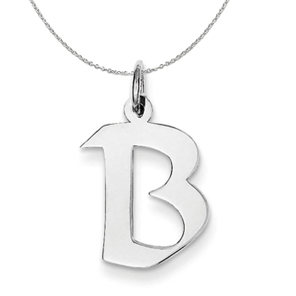 Silver Karlie Collection Artisan Block Initial Charm Letter B Necklace, Item N15673 by The Black Bow Jewelry Co.