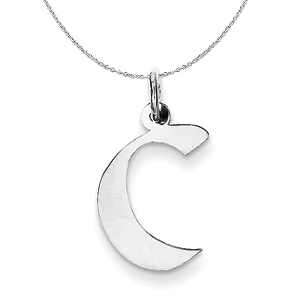 Silver Karlie Collection Artisan Block Initial Charm Letter C Necklace, Item N15674 by The Black Bow Jewelry Co.