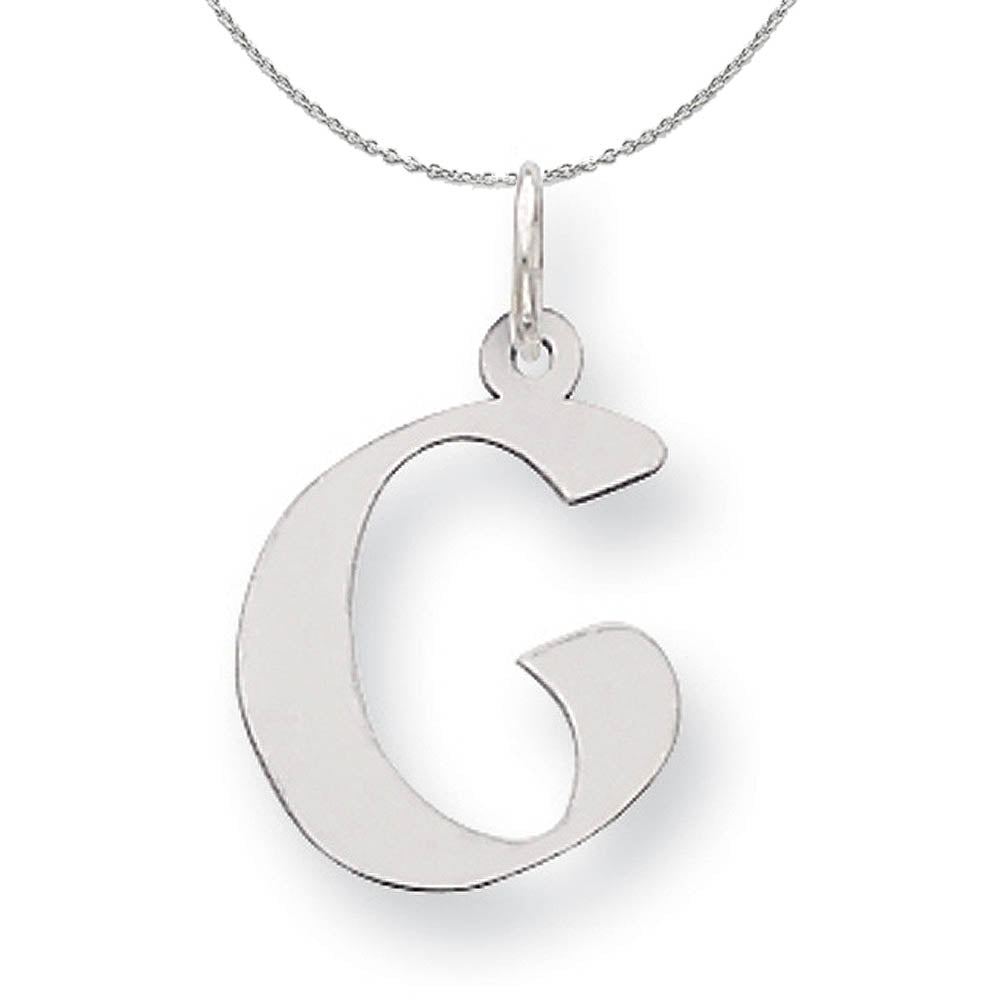 Silver Karlie Collection Artisan Block Initial Charm Letter G Necklace, Item N15678 by The Black Bow Jewelry Co.