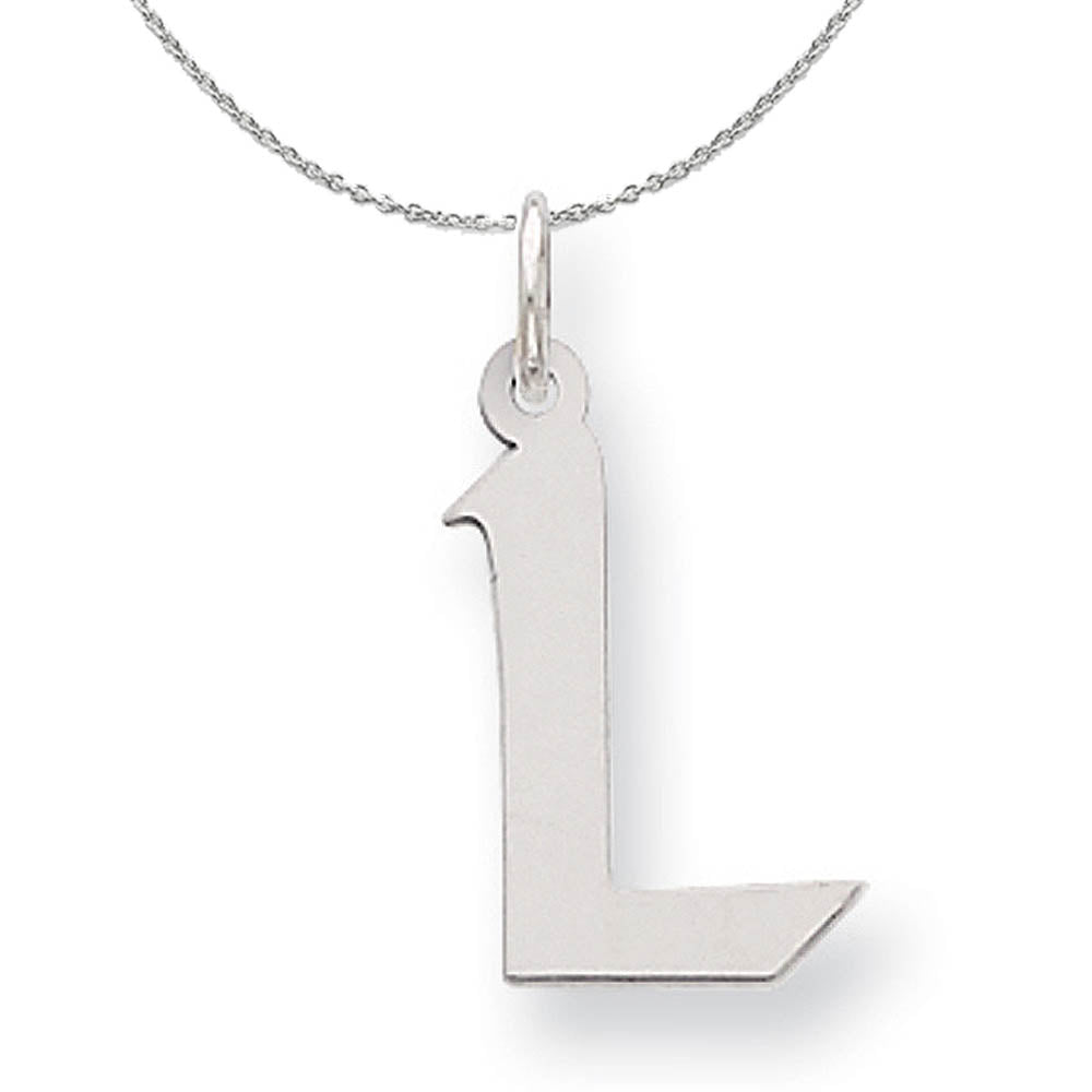 Silver Karlie Collection Artisan Block Initial Charm Letter L Necklace, Item N15683 by The Black Bow Jewelry Co.