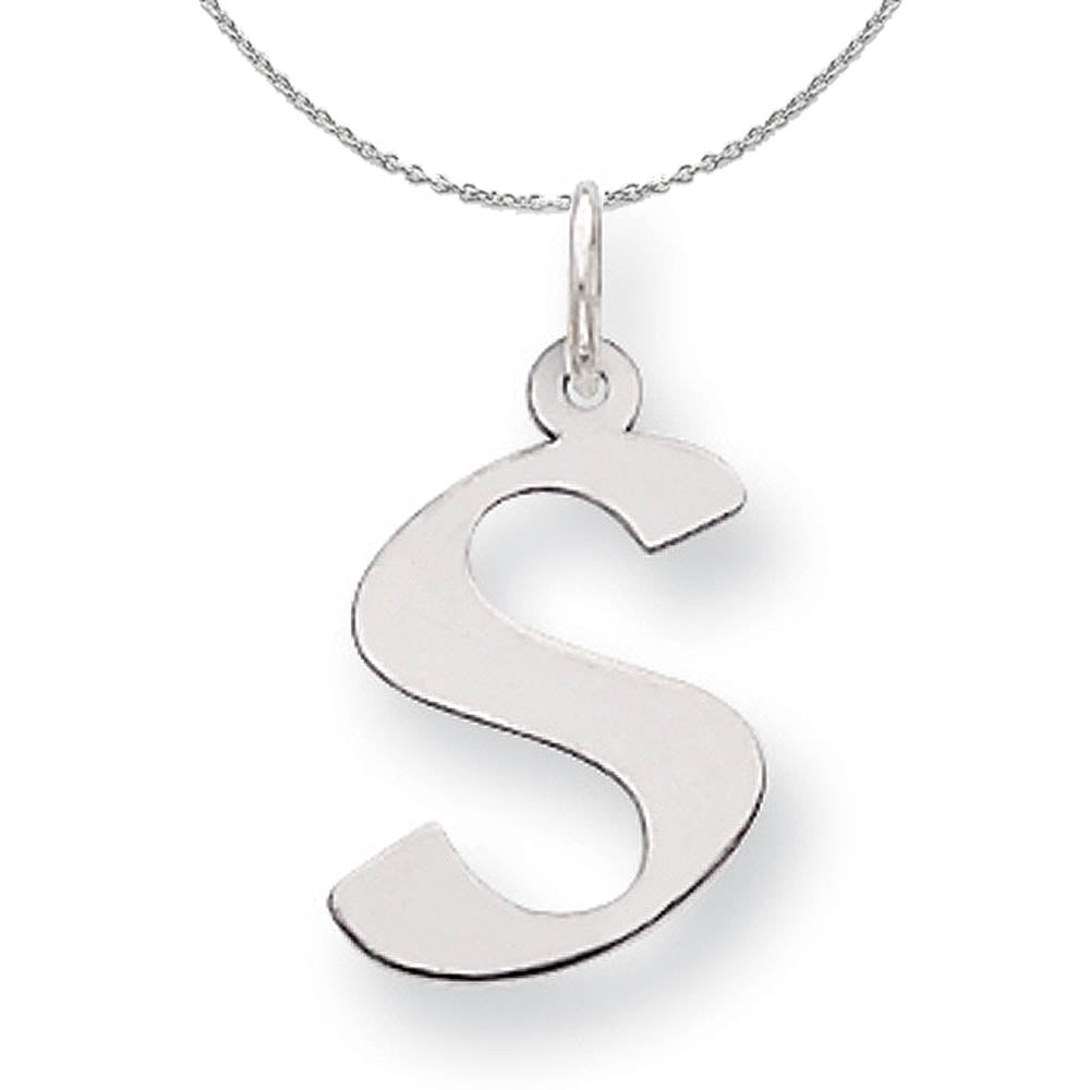 Silver Karlie Collection Artisan Block Initial Charm Letter S Necklace, Item N15689 by The Black Bow Jewelry Co.