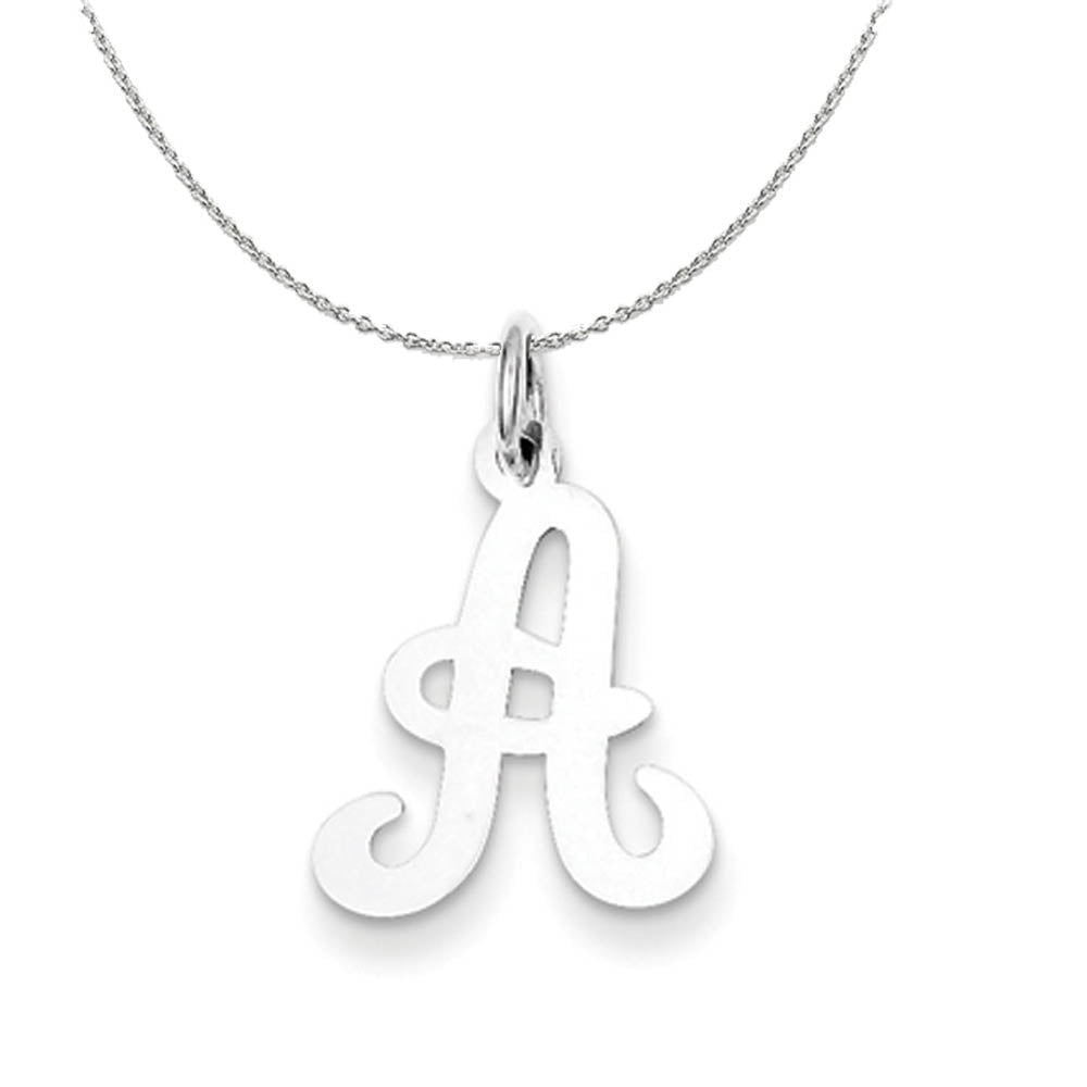 Sterling Silver, Sophia Collection, Small Script Initial A Necklace, Item N15693 by The Black Bow Jewelry Co.