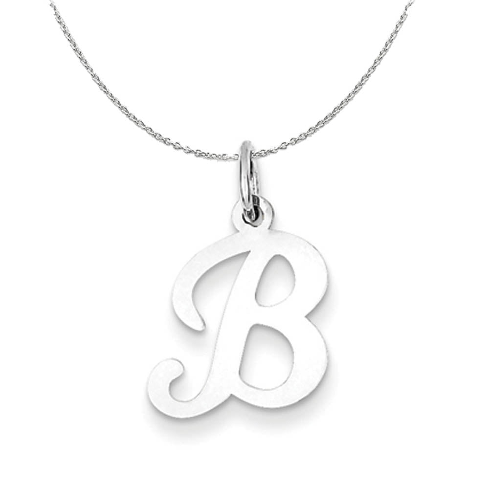 Sterling Silver, Sophia Collection, Small Script Initial B Necklace, Item N15694 by The Black Bow Jewelry Co.