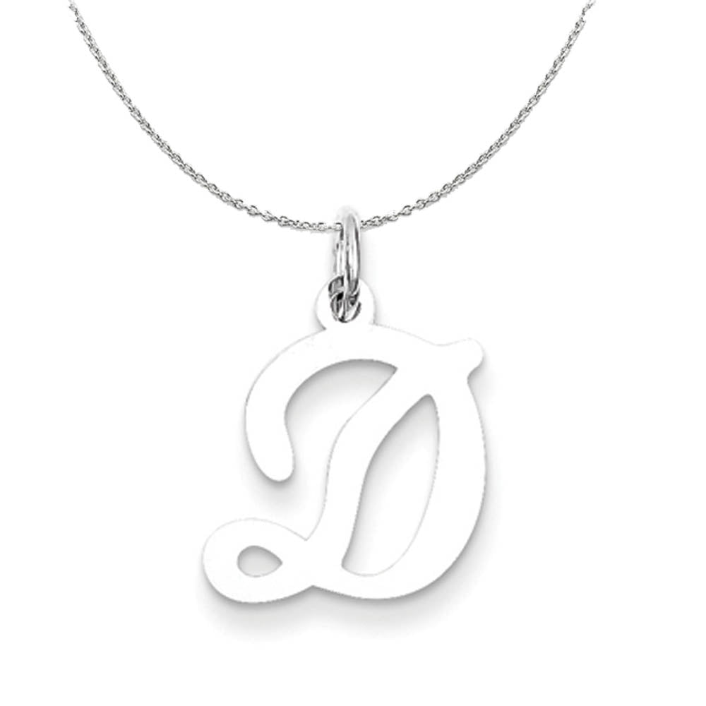 Sterling Silver, Sophia Collection, Small Script Initial D Necklace, Item N15696 by The Black Bow Jewelry Co.