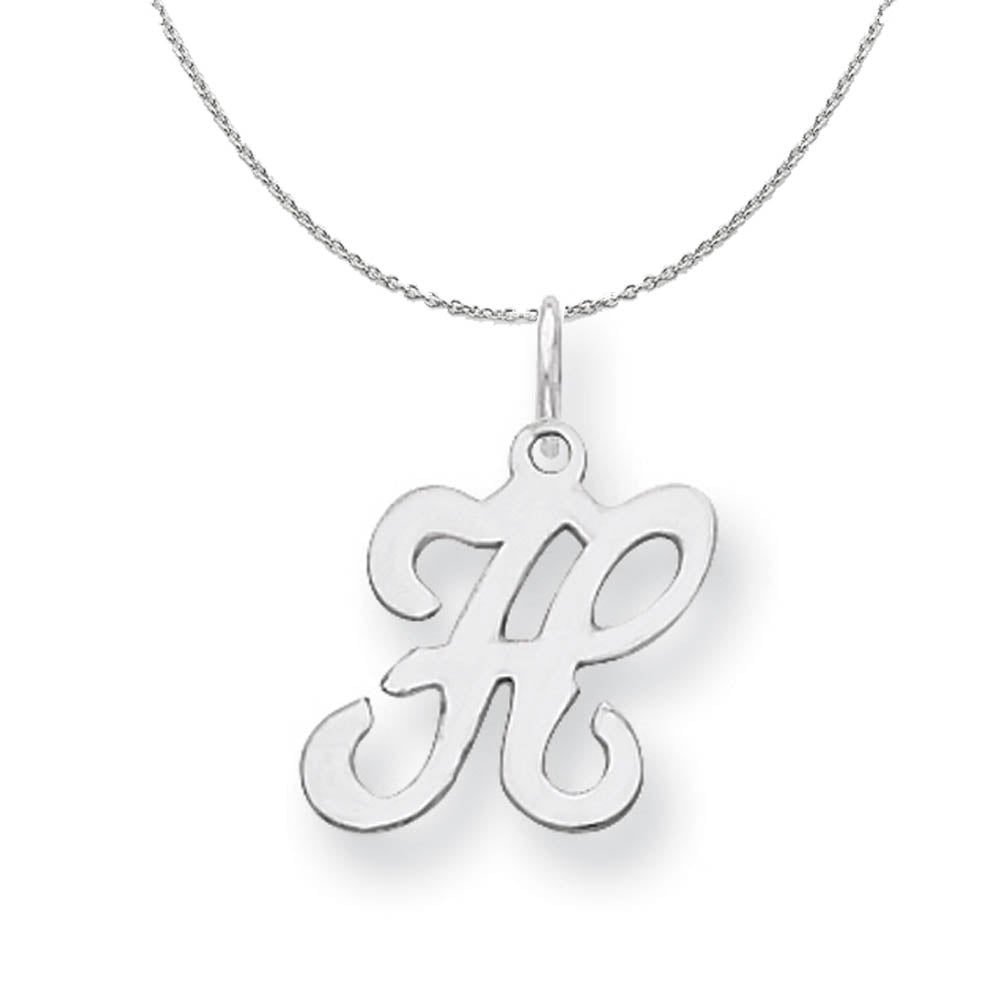 Sterling Silver, Sophia Collection, Small Script Initial H Necklace, Item N15700 by The Black Bow Jewelry Co.