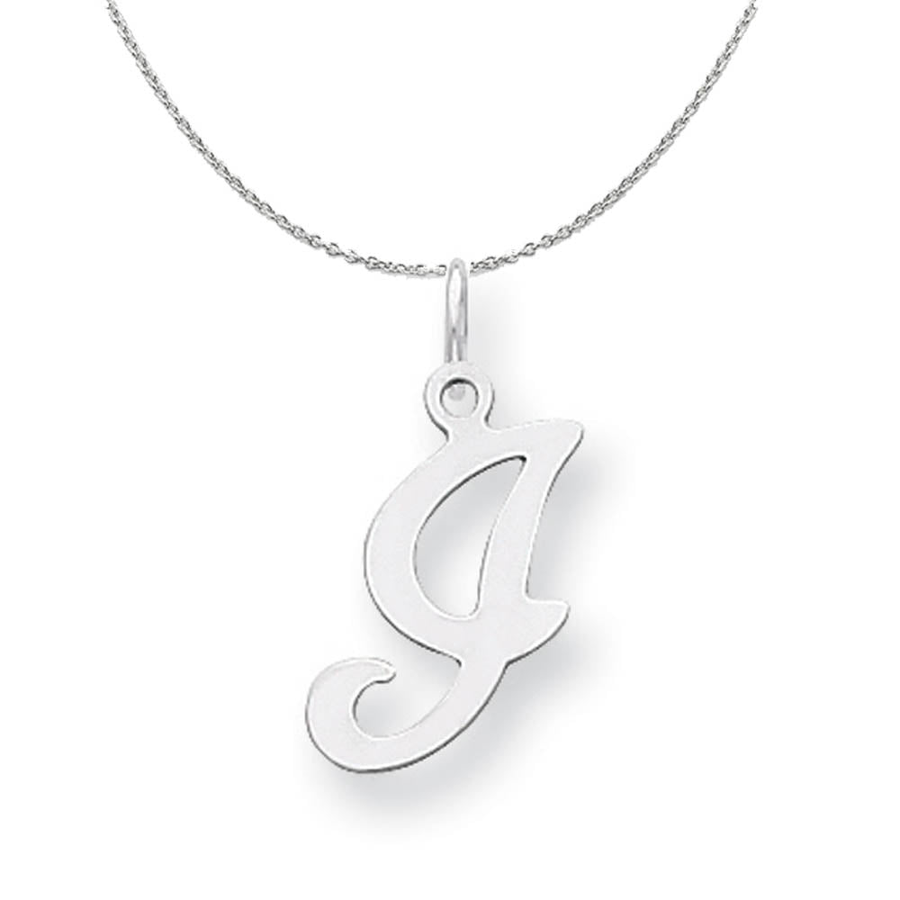 Sterling Silver, Sophia Collection, Small Script Initial I Necklace, Item N15701 by The Black Bow Jewelry Co.