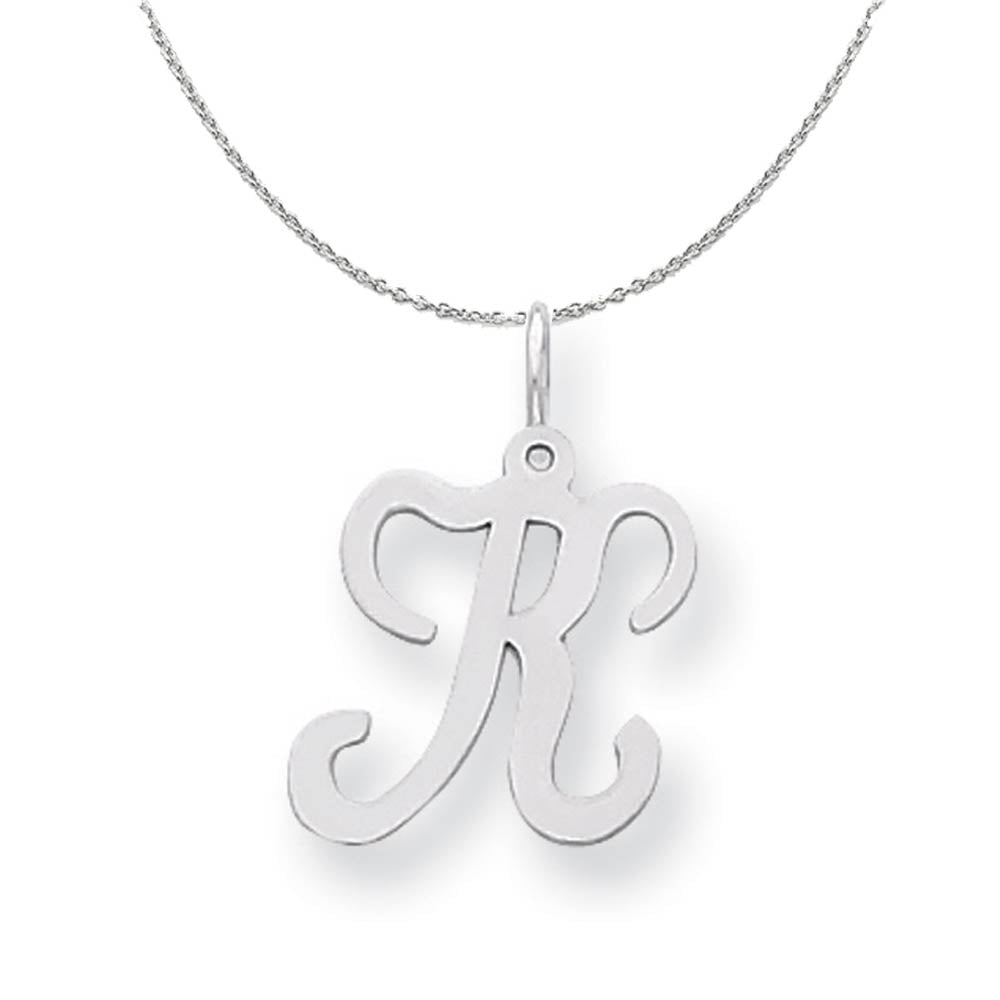 Sterling Silver, Sophia Collection, Small Script Initial K Necklace, Item N15703 by The Black Bow Jewelry Co.