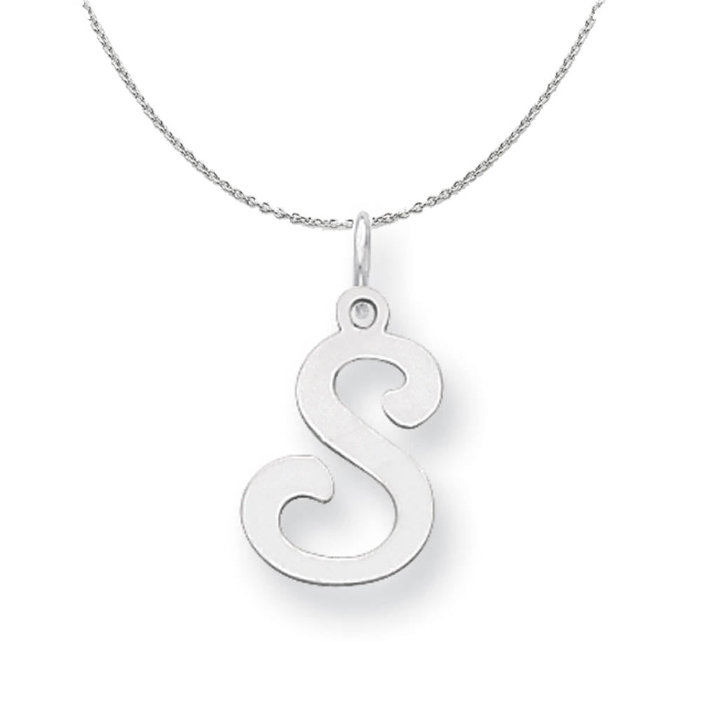 Sterling Silver, Sophia Collection, Small Script Initial S Necklace, Item N15710 by The Black Bow Jewelry Co.