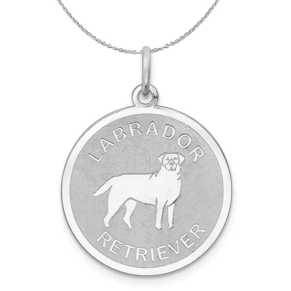 Sterling Silver Laser Etched Labrador Retriever Dog 19mm Necklace, Item N15740 by The Black Bow Jewelry Co.