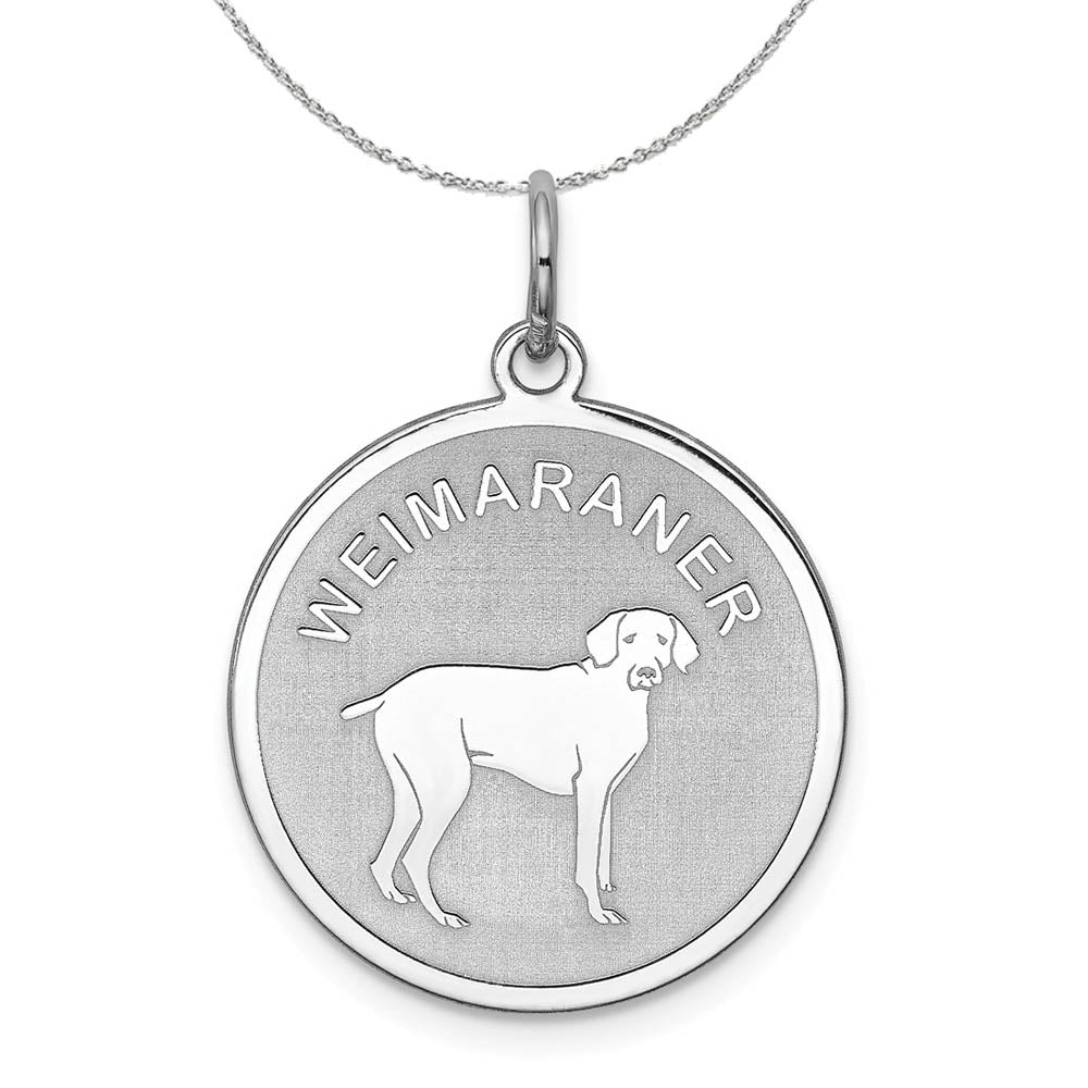 Sterling Silver Laser Etched Weimaraner Dog 19mm Necklace, Item N15757 by The Black Bow Jewelry Co.