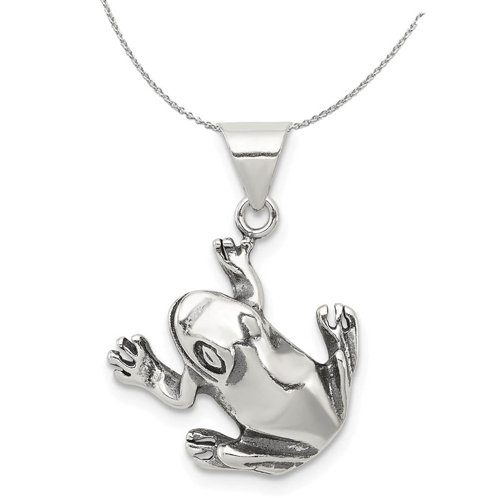 Sterling Silver Antiqued Frog Necklace, Item N15768 by The Black Bow Jewelry Co.