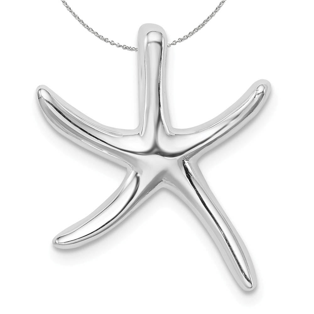 Sterling Silver 22mm Polished Pencil Starfish Slide Necklace, Item N15813 by The Black Bow Jewelry Co.