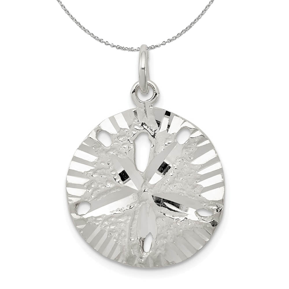 Sterling Silver 20mm Sand Dollar Necklace, Item N15834 by The Black Bow Jewelry Co.