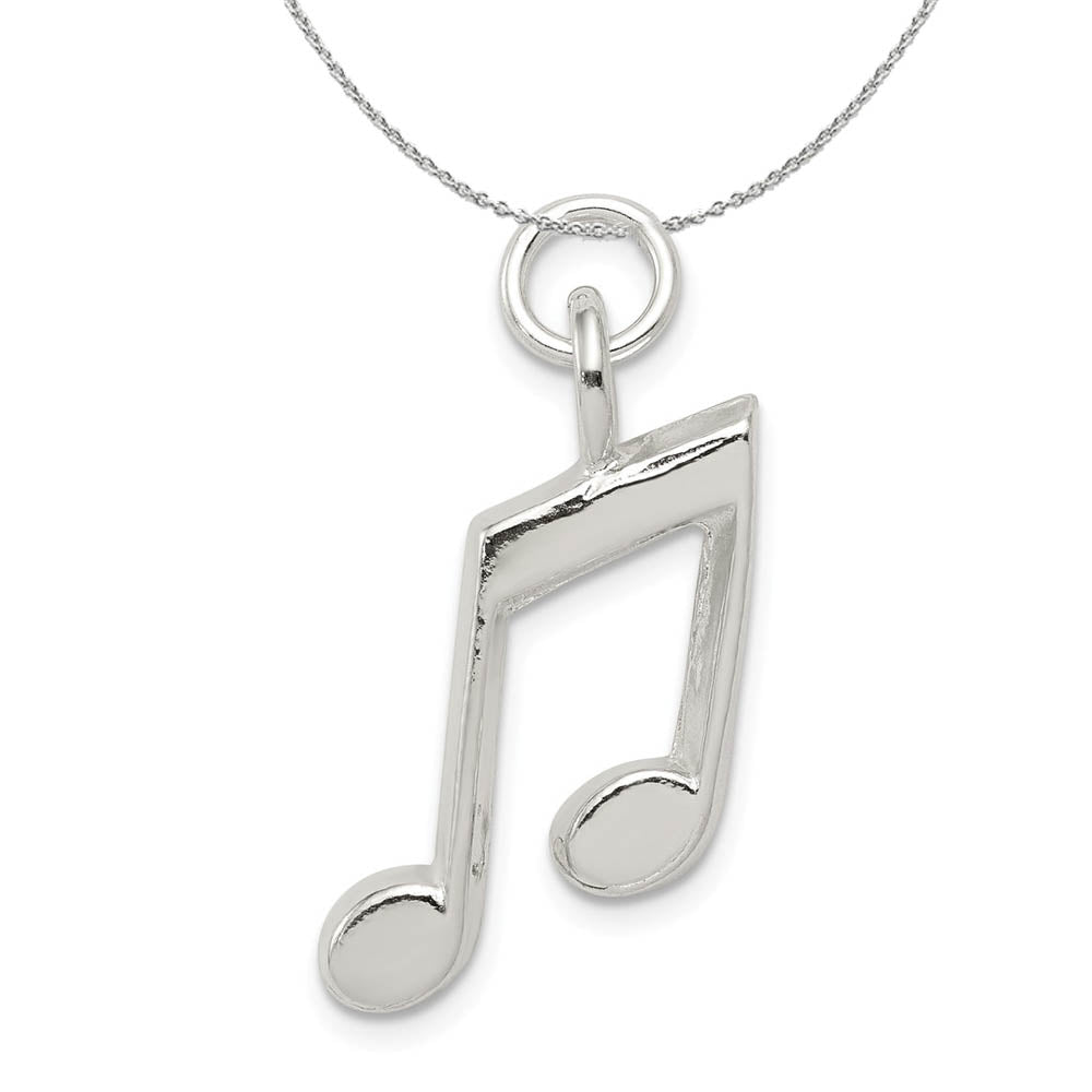 Sterling Silver Beamed Musical Notes Necklace, Item N15861 by The Black Bow Jewelry Co.