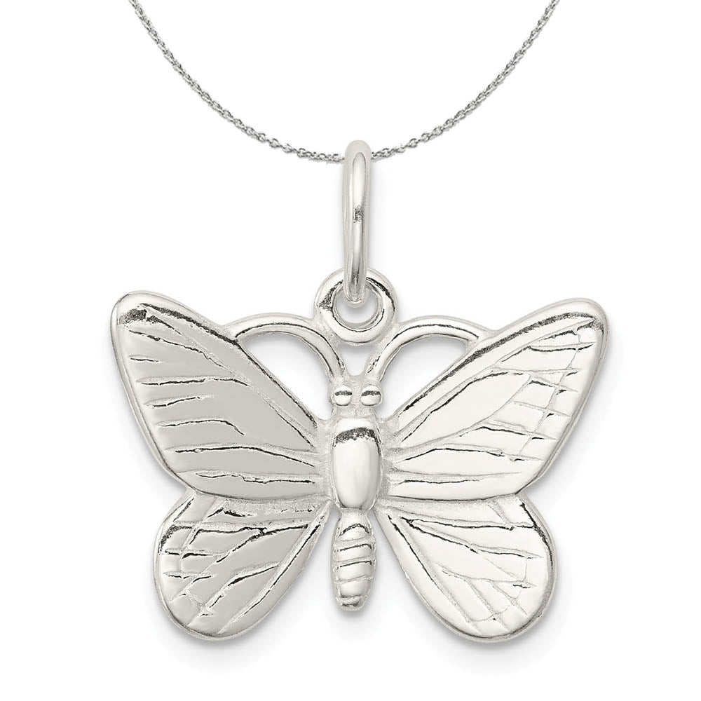 Sterling Silver Solid Polished Butterfly 20mm Necklace, Item N15907 by The Black Bow Jewelry Co.