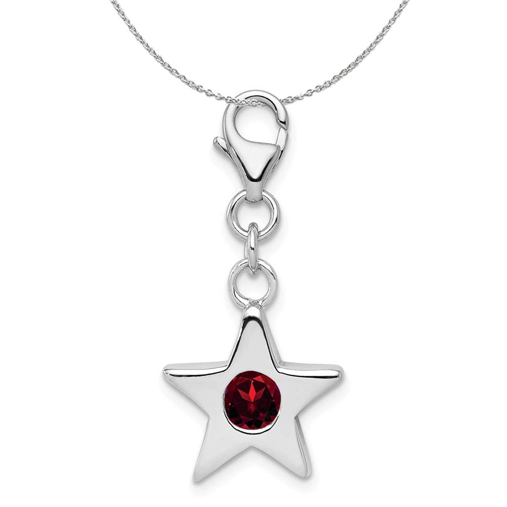 Dainty Sterling Silver CZ Star Necklace – julie garland jewelry Silver January CZ Birthstone 13mm Star Clip-on Charm Necklace - 16 In main image 1