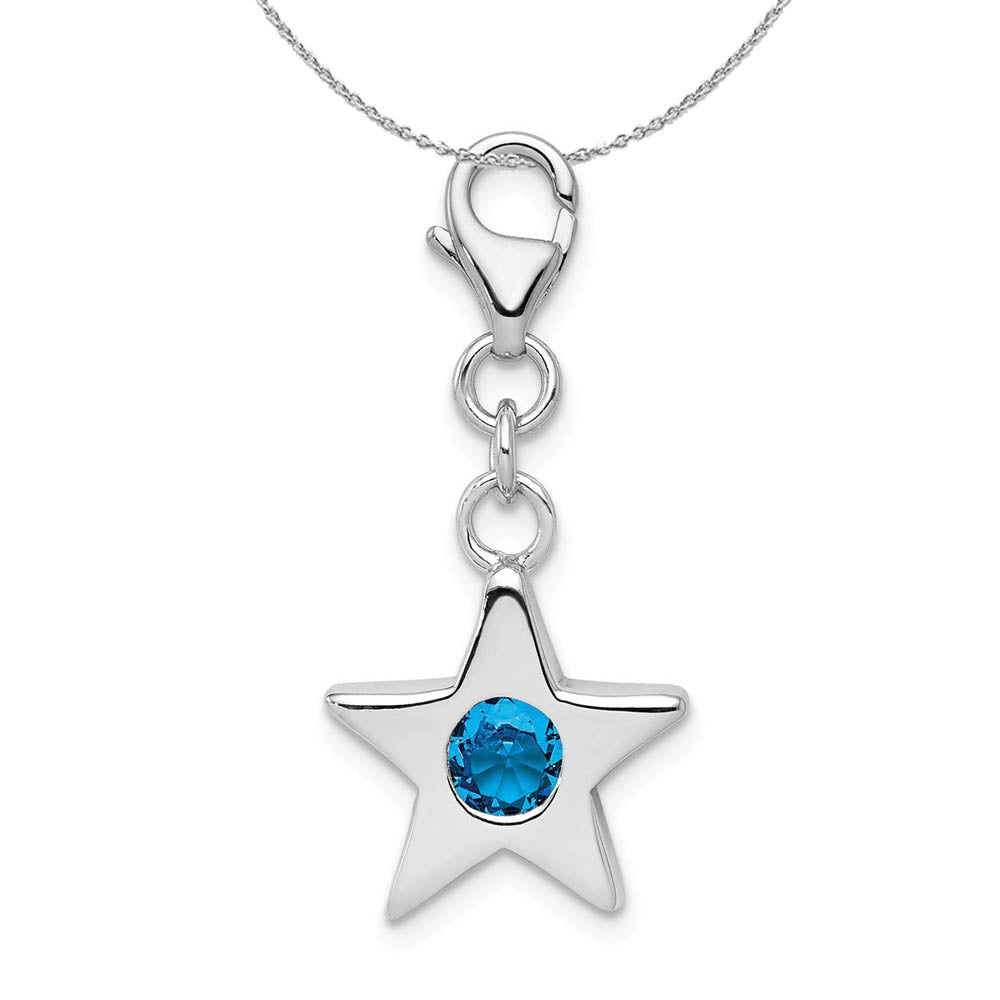Silver December CZ Birthstone 13mm Star Clip-on Charm Necklace, Item N15933 by The Black Bow Jewelry Co.