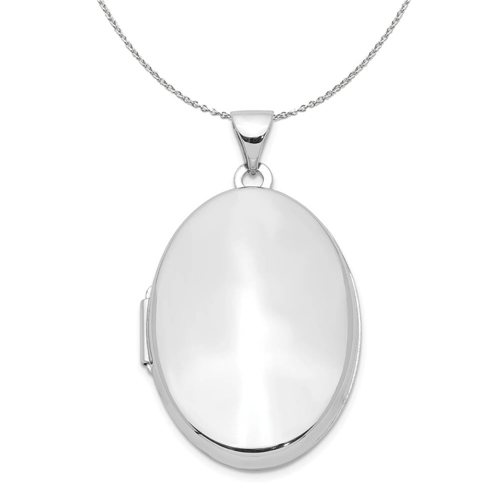 Sterling Silver Polished Domed Oval Locket, 26mm Necklace, Item N16019 by The Black Bow Jewelry Co.
