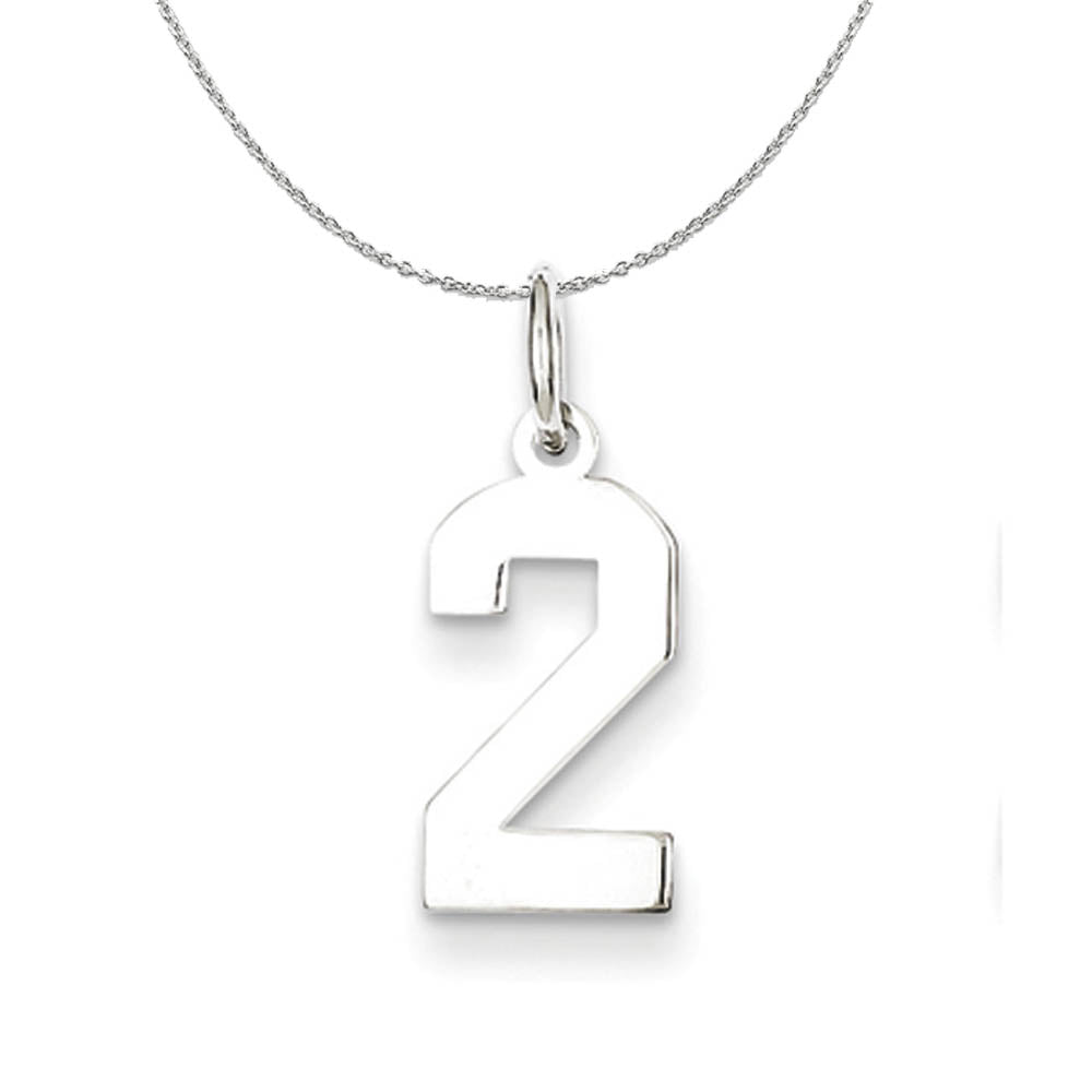 Sterling Silver, Athletic Collection Medium Polished Number 2 Necklace, Item N16229 by The Black Bow Jewelry Co.