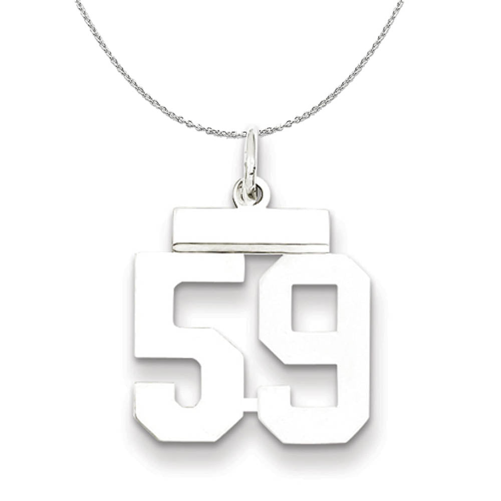 Silver, Athletic Collection Medium Polished Number 59 Necklace, Item N16272 by The Black Bow Jewelry Co.