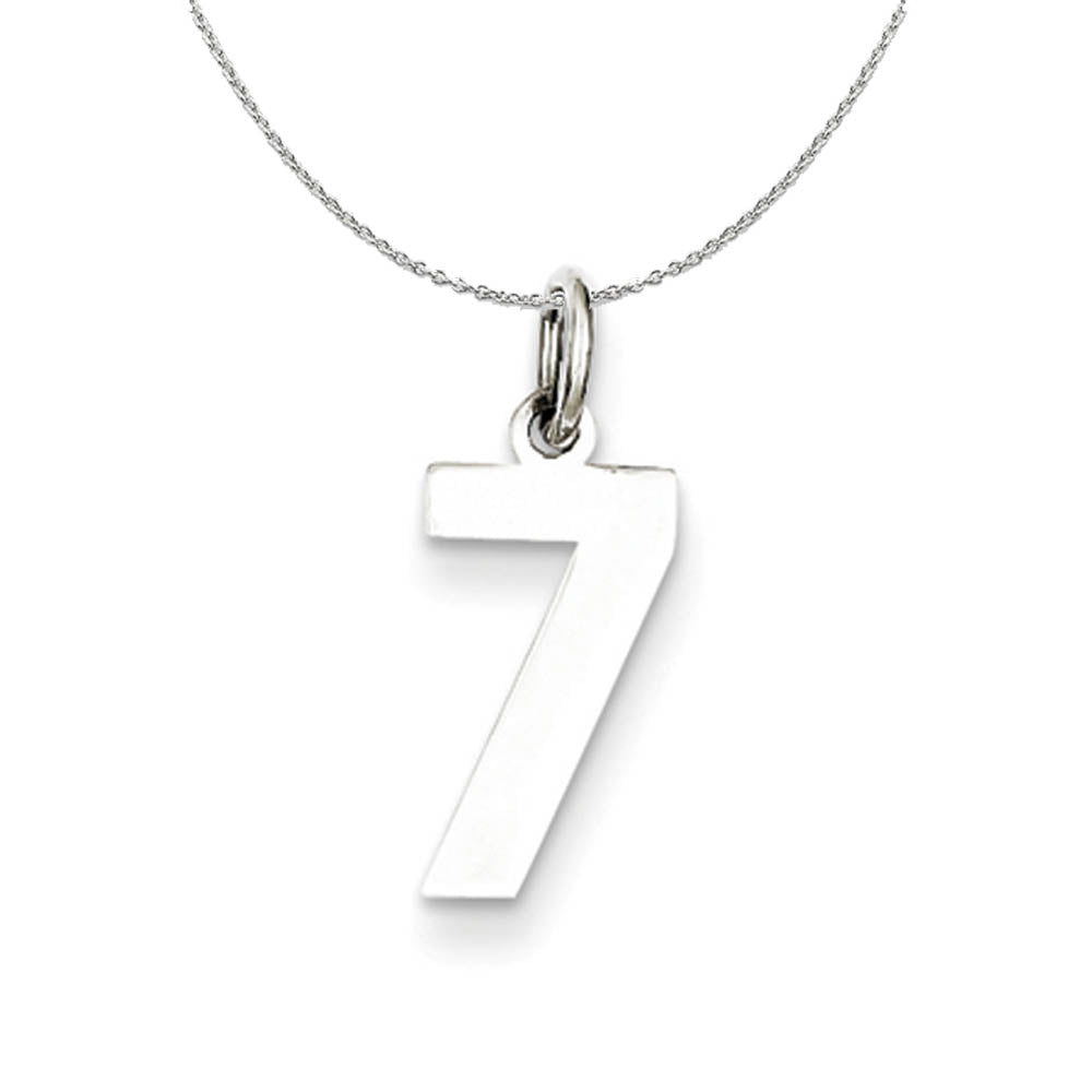Sterling Silver, Athletic Collection Medium Polished Number 7 Necklace, Item N16284 by The Black Bow Jewelry Co.