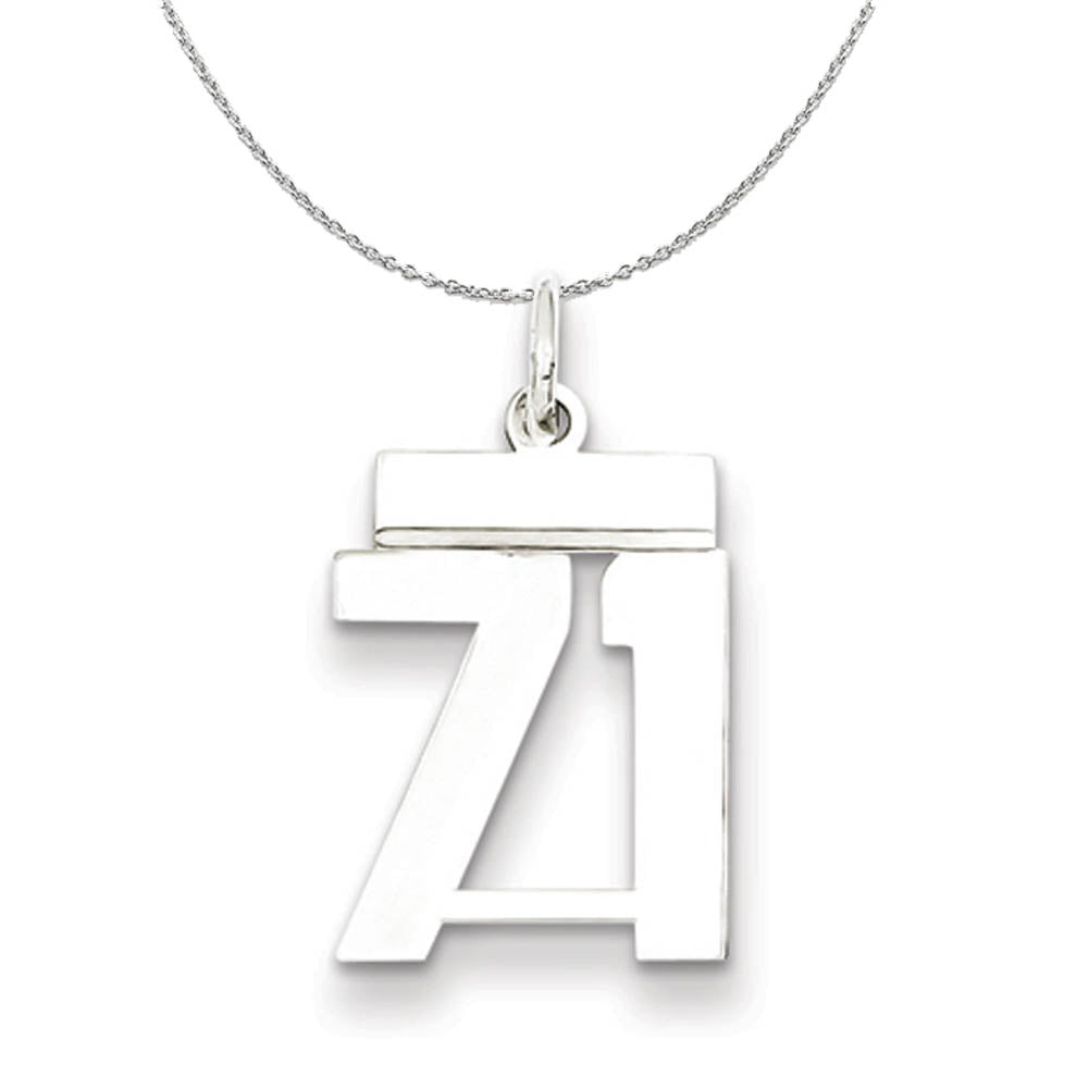 Silver, Athletic Collection Medium Polished Number 71 Necklace, Item N16286 by The Black Bow Jewelry Co.
