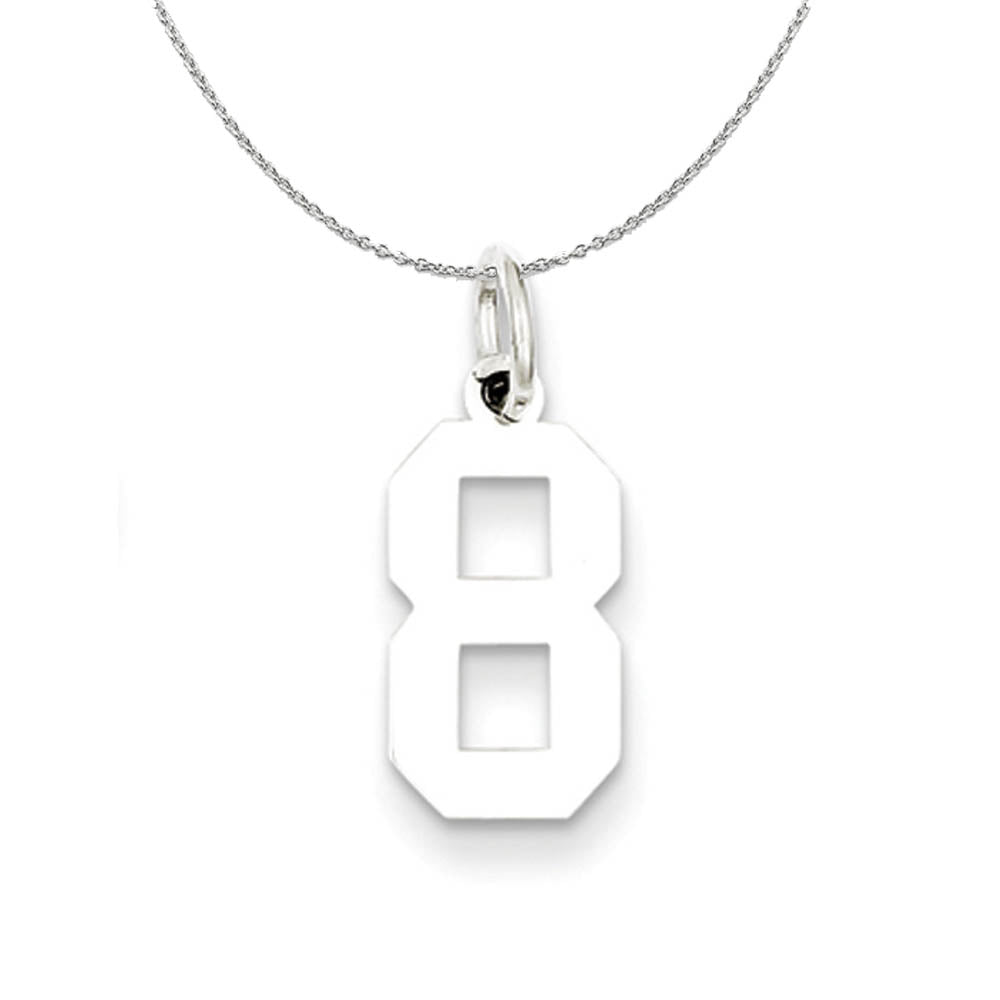 Sterling Silver, Athletic Collection Medium Polished Number 8 Necklace, Item N16295 by The Black Bow Jewelry Co.