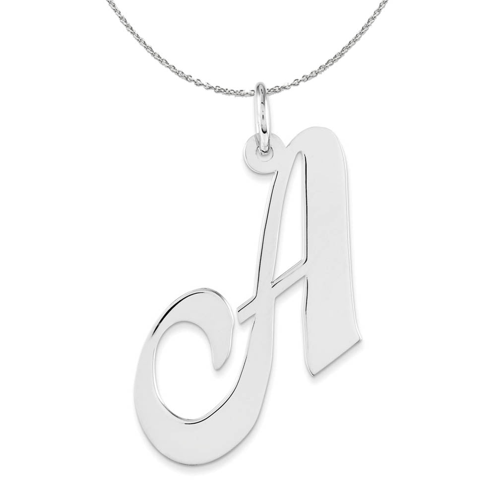 Sterling Silver, Ella Collection, LG Fancy Script Initial A Necklace, Item N16317 by The Black Bow Jewelry Co.
