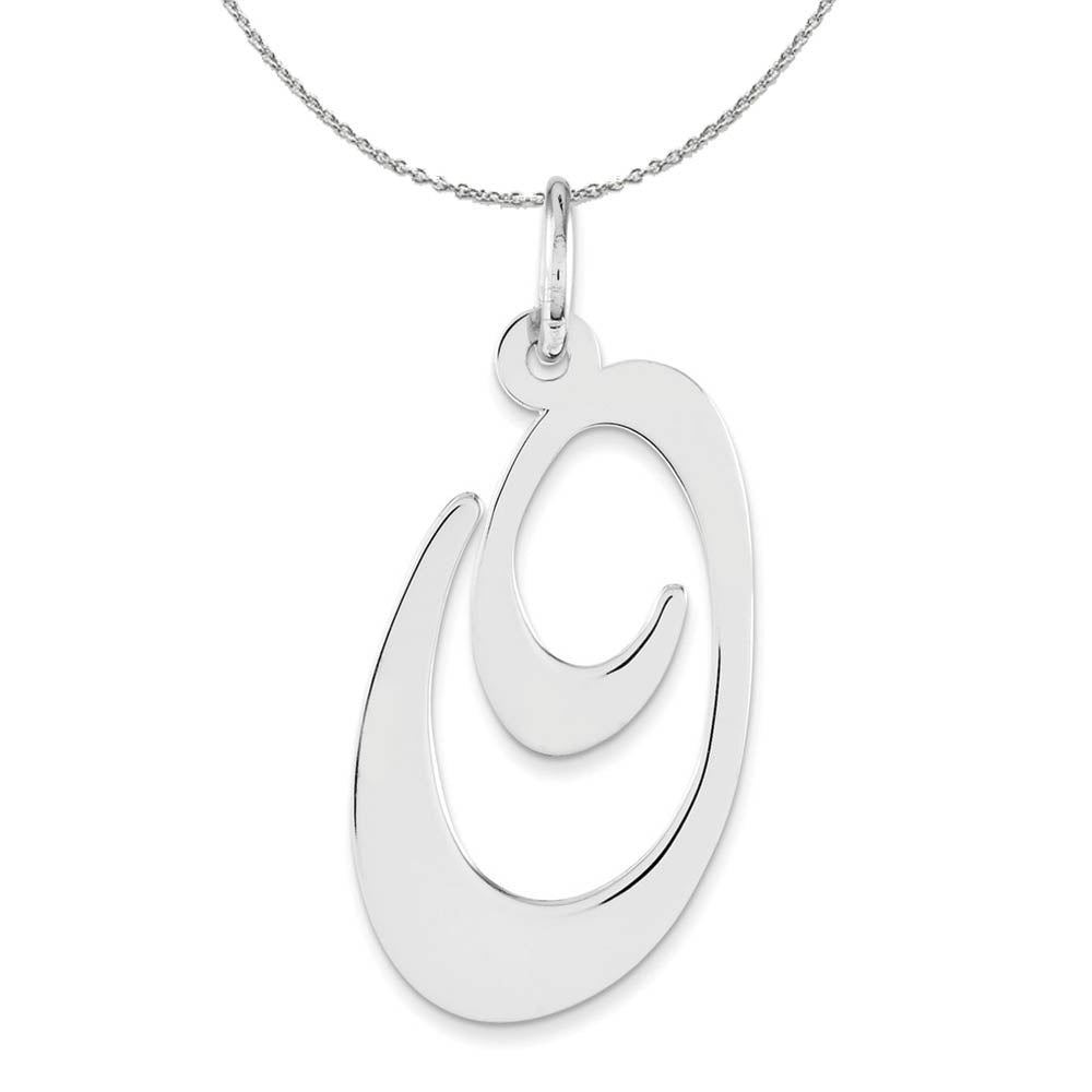Sterling Silver, Ella Collection, LG Fancy Script Initial O Necklace, Item N16331 by The Black Bow Jewelry Co.