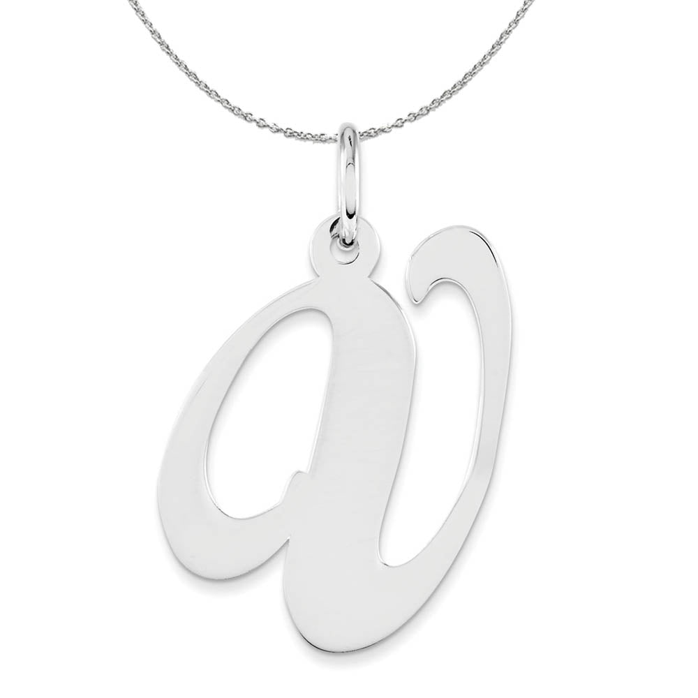 Sterling Silver, Ella Collection, LG Fancy Script Initial V Necklace, Item N16338 by The Black Bow Jewelry Co.