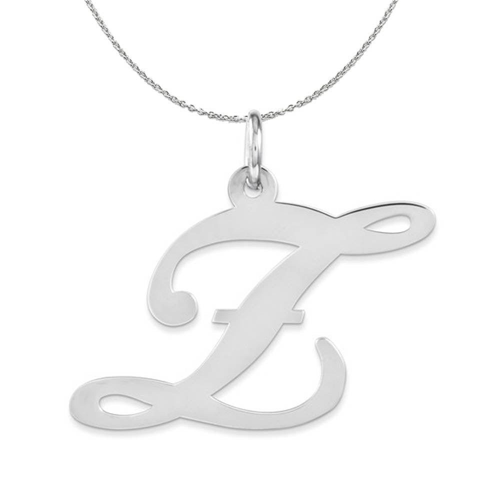 Sterling Silver, Ella Collection, LG Fancy Script Initial Z Necklace, Item N16342 by The Black Bow Jewelry Co.