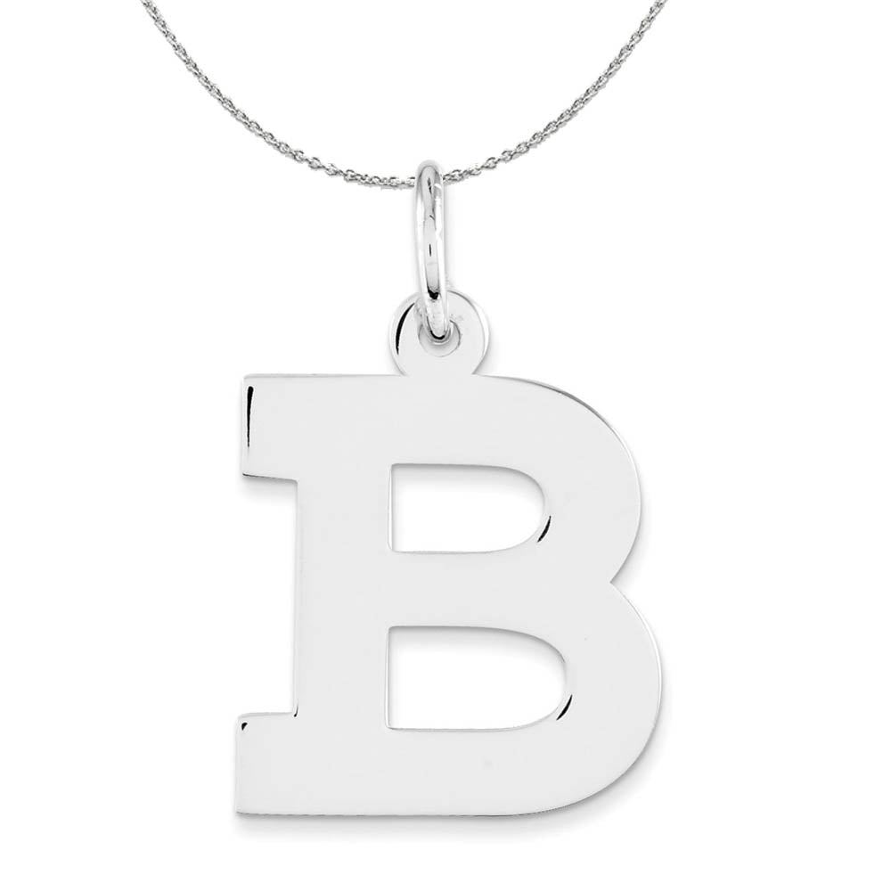 Silver Amanda Collection Medium Block Style Initial B Necklace, Item N16344 by The Black Bow Jewelry Co.