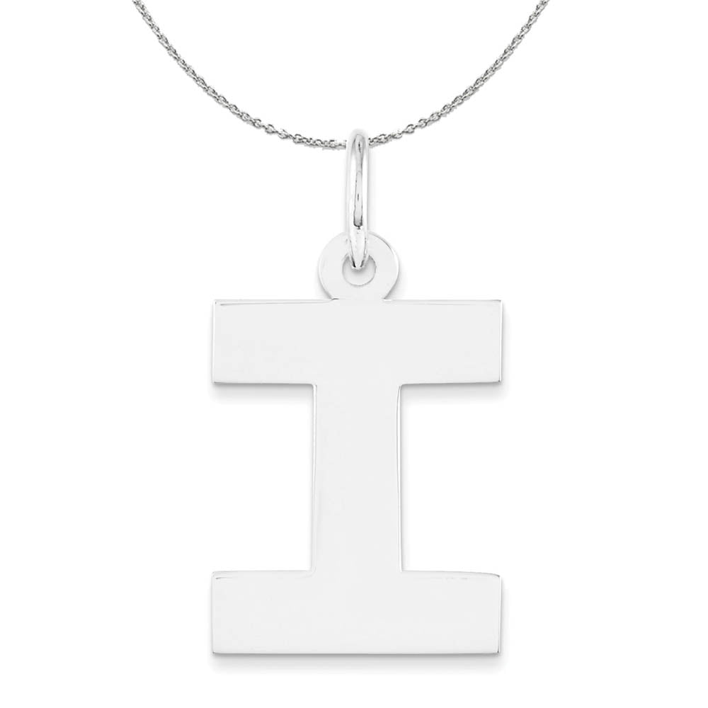 Silver Amanda Collection Medium Block Style Initial I Necklace, Item N16351 by The Black Bow Jewelry Co.